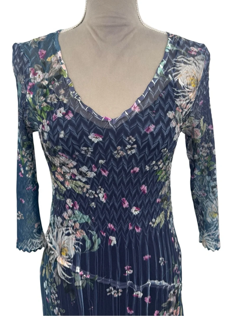 Komarov Navy Floral Midi Dress - Picture 3 of 8